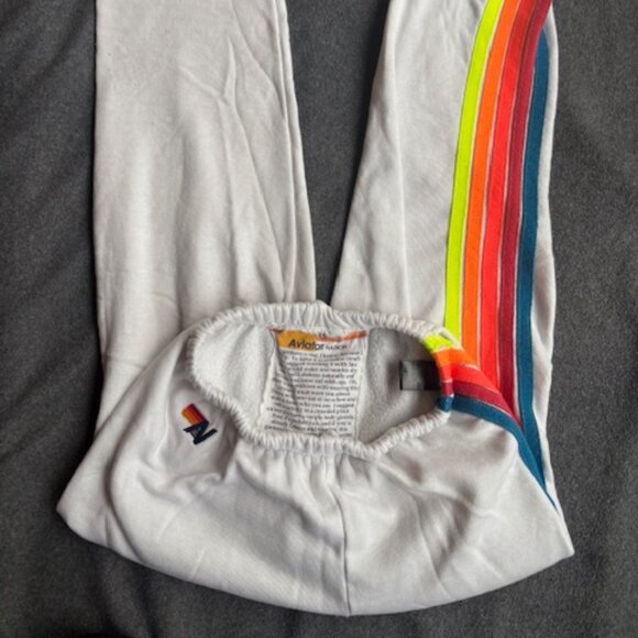 Classic Aviator Nation 5 STRIPE SWEATPANTS - White - Picture 2 of 3